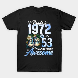 53rd Birthday Queen Made in 1972 Gifts 53 Years Old Floral T-Shirt
